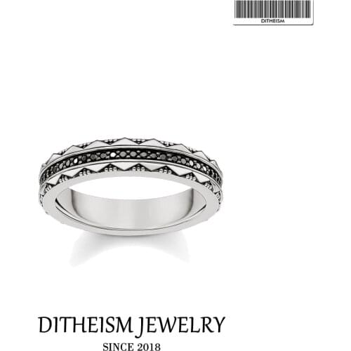 Ring 925 Sterling Silver Black Zircon Stones Hieroglyphic Ornament 2021 Brand New Fine Jewelry Egyptian Style Gift For Women Men