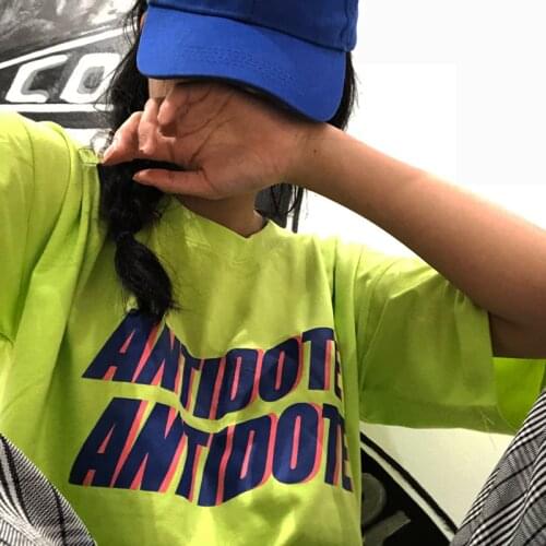 Korea ulzzang men and women letter printing loose bf simple wild couple base Harajuku style T-shirt camiseta feminina