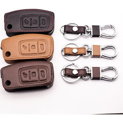 3-button leather key cover for Ford Focus 2 MK2 sedan hatchback Car wallet car keys accessories case starline a91 car-covers