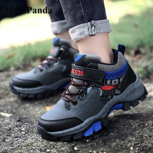 MudiPanda Kids Hiking Shoes For Boys Winter Boots Teenagers Walking Climbing Trekking Sneakers Children Ankle Boot Size 30-40