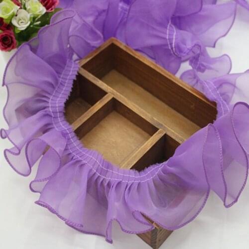 2 Meters/Lot 8CM Organza Ruffle Lace Pleat Wrinkle Lace Ribbon DIY Doll Baby Tutu Clothes Cuffs Puff Trim Accessories