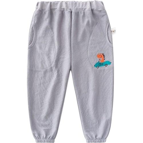 Summer childrens anti mosquito pants Korean casual breathable mercerized hemp cotton knickerbockers factory direct approval