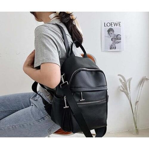 Hot Sale Free Shipping New Solid Zipper Leather Big Backpack Womens Fashion Shoulder Bags High-capacity Travel Bag