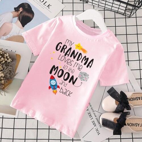 My Grandma Loves Me Letter Print Kids Clothes Newborn Kids Toddler T-shirt Baby Summer O-Neck Clothes Tops 0607