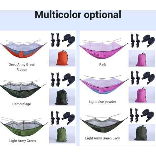 Outdoor 210T Nylon Camping Hammock Removable Mosquito Net Hammock for Camping Travel Sleeping TUE88