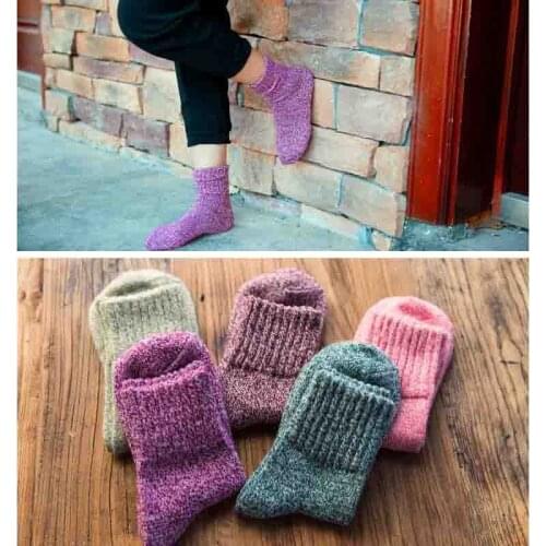 Women Lady Wool Cashmere Thick Socks Sports Soft Cotton Casual Warm Winter Cold Resistance Sock