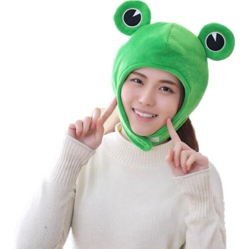 New Funny Cartoon Plush Hats For Women Girls Toy Green Headgear Cap Cosplay Winter Festival Party Caps For Men Gorras Para Mujer