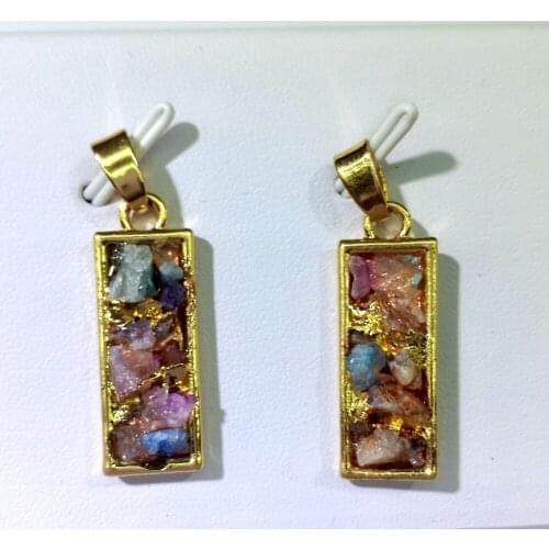 New Designed Natural Geode Agat e Drusy Cluster Pendant,Gold Drusy Pendant Rectangle Drusy Jewelry Accessory 10pcs/lot