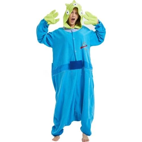 Monster Alien Onesie Three Eye Green Men Kigurumis Anime Pajama Unisex Festival Party Suit Adult Home Sleepwear Funny Outfit