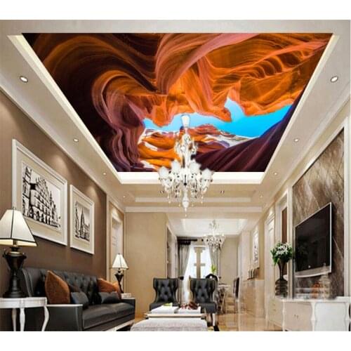 Beibehang Custom Ceiling 3d Wallpaper rock landscape scenery ceiling Hotel lobby murals ceiling Decorative 3d wallpaper behang