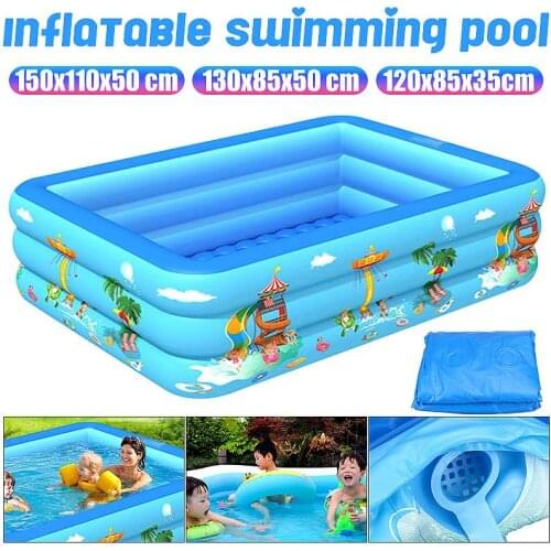 150cm Rectangular Inflatable Swimming Pool Thicken PVC Paddling Pool Bathing Tub Outdoor Summer Swimming Pool For Kids