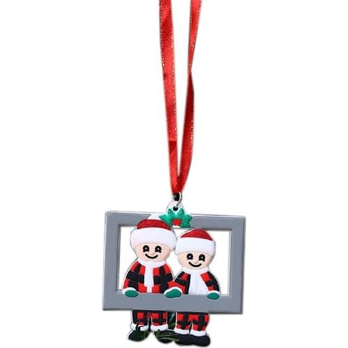 Christmas Tree Pendant Christmas Family Member New Baby Snowman Photo Frame Pendant DIY Name Blessing Christmas Decoration Gifts