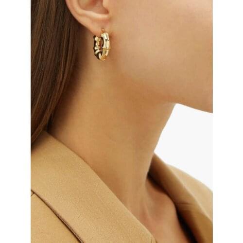 Brass With 18k Gold Banboo Drop Earrings Women Jewelry Party T Show Gown Runway Rare Korean Japan Trendy INS