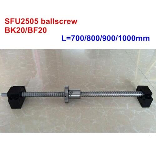 SFU2505 700 800 900 1000 ballscrew + BK20/BF20 CNC parts