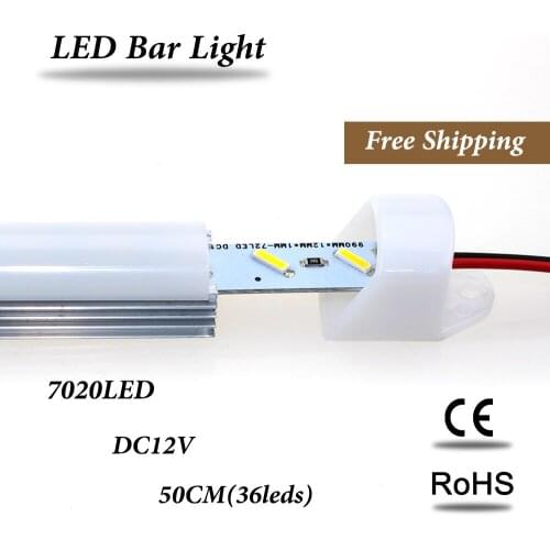 10pcs* 1m SMD 7020 chip led strip bar DC 12V72leds 100cm U Aluminum shell + pc cover warm/nature white hard luces bar tube light