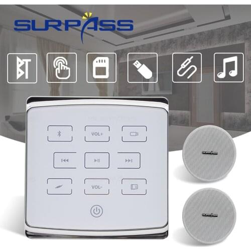 Smart Stereo Sound In Wall Amplifier Bluetooth Fm Audio HiFi PA Ceiling Speaker Music Kit Home Theater System for Hotel Bathroom