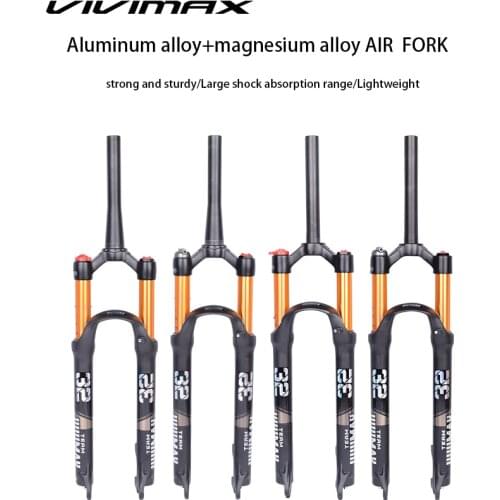 VIVIMAX MTB Bike Fork Solo Air Bicycle Front Suspension 27.5/29inch Straight/Tapered Tube Lockout Alloy Magnesium QuickRelease