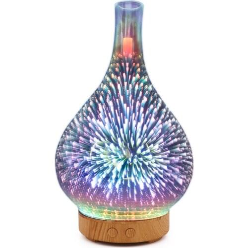 100ml 3D Glass Firework Aroma Diffuser USB Ultrasonic Humidifier Aromatherapy Essential Oil Nebulizer With 7 LED Night Lights