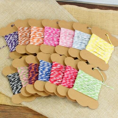 100Y 1.5-2mm DIY Twisted Cords Gift Packaging Cotton Cords Rope Decor Christmas Home Weeding DIY Cotton Colorful Cord Rope