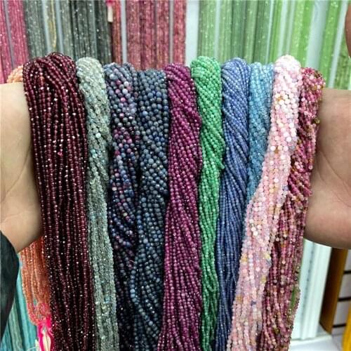 2/3/4mm Micro Faceted Gemstones Bead Sapphires Emeralds Round Small Natural Stone Beads For Jewelry Making DIY Accessories 15.5