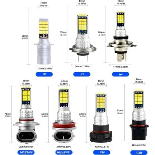 652F 2Pcs H3 H4 H7 H16 9005 H11 PD13W Super Bright Dual Color Fog Light White Yellow