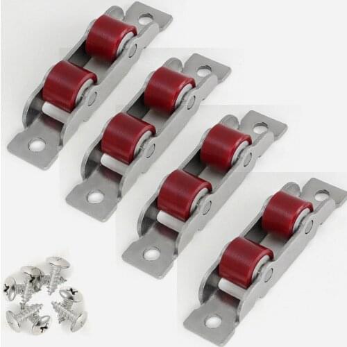 4 Pcs/lot stainless steel door window silent nylon pulley slot wheel sliding door fittings glass door sliding rollers