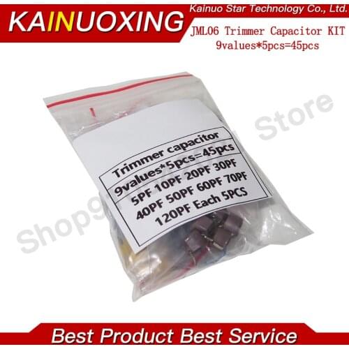 45pcs=9value*5pcs trimmer Adjustable capacitor Assortment Kit JML06 5pf 10pf 20pf 30pf 40pf 50pf 60pf 70pf 120pf