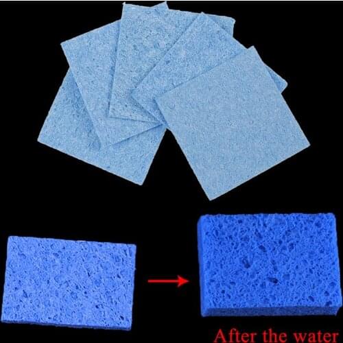 5pcs/lot 6cm*6cm Soldering Iron Solder Tip Welding Cleaning Sponge Pads Blue Hand Tool Color Random