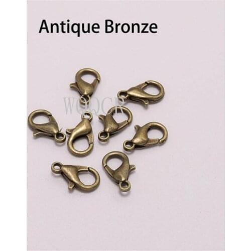 50 PCS/lot 12*6mm Antique Bronze Alloy Lobster Clasp Hooks for Necklace and Bracelet Chain DIY Fashion Jewelry Discovery