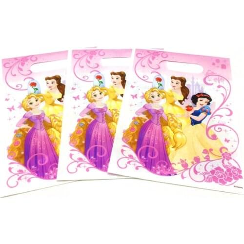 Disney Six Princess Snow White Theme 6pcs Baby Shower Little Snack Bag Plastic Loot Bag Kid Birthday Party Candy Gift Bag Supply