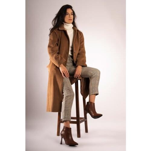 CZ London Genuine Leather Women Booties Special Designed Heel Zipper Pointed Boots