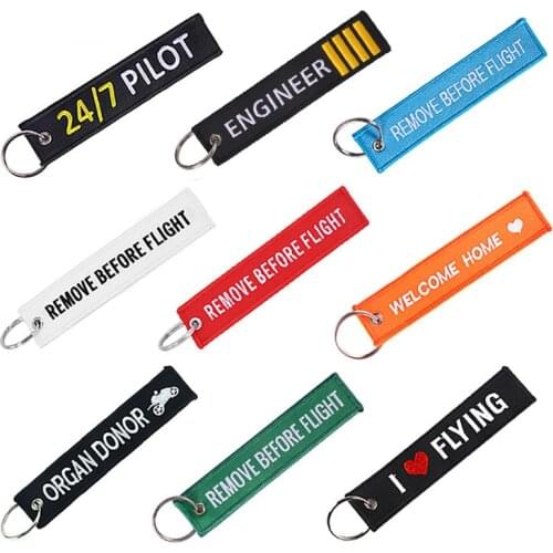 Car keychain Motorcycle Key Chain Remove Before Flight chaveiro para carro Airworthy Key Chains Embroidery Keyring for Pilot Key