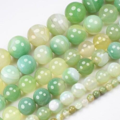 Apple green Stripe Agate 4-16mm Round Loose Beads 15inch ,DIY Jewelry Making ! We provide mixed wholesale for all items