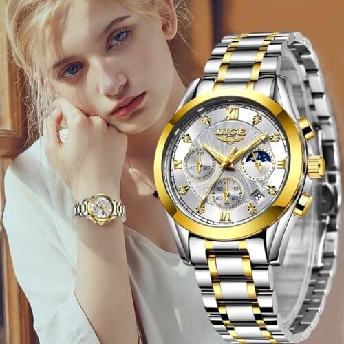 LIGE Luxury Ladies Watch Women Waterproof Rose Gold Steel Strap Women Wrist Watches Top Brand Bracelet Clocks Relogio Feminino