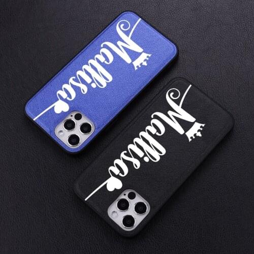 Custom DIY Your Name Soft Touch PU Leather Bumper Phone Cases For iPhone 12 11 Pro XS Max XR 7Plus 8Plus Shockproof Cover Funda