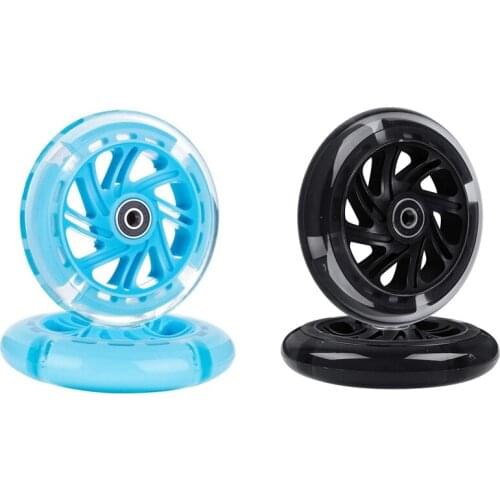 1Pair 120mm Children Scooter LED Lights Flashing Wheels with Bearings Front/Rear LED Flashing Scooter Wheels