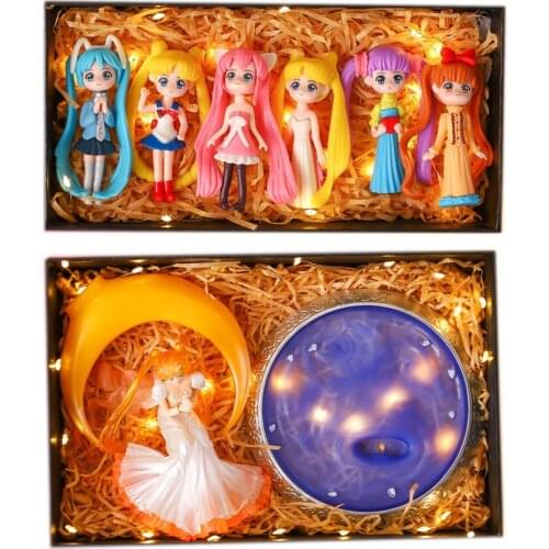 Sailor Moon Figures Gift Box Japanese Anime Kids Toys PVC Action Figure Kawaii Room Decor Collections Model Doll Gifts for Girls