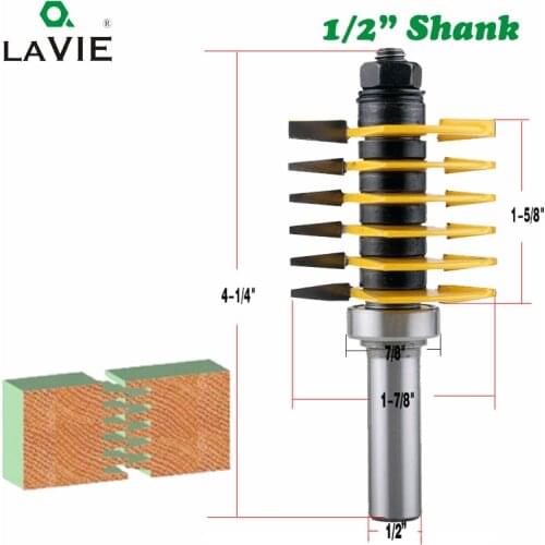 LAVIE 1pc 12mm 1/2" Shank Brand New 2 Teeth Adjustable Finger Joint Router Bit Tenon Cutter Industrial Grade for Wood Tool 03038