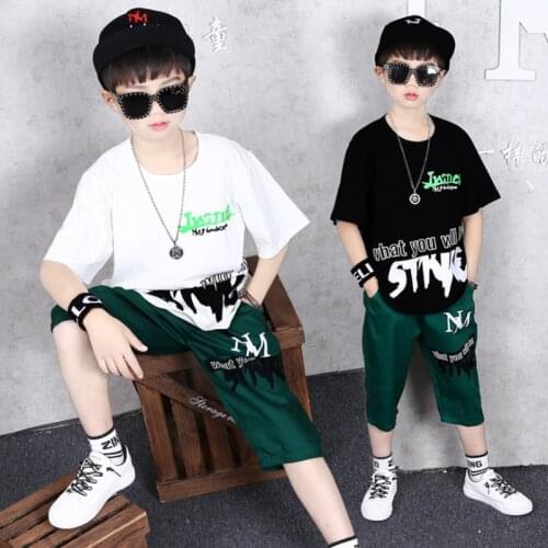 Boys Casual Clothes Kid Boy Clothing Set Summer Children Short sleeve Letters T-shirt + Pants 4 5 6 7 8 9 10 11 12 13 15 Years