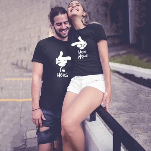 I'm Hers He Is Mine Couple T Shirt Harajuku Tumblr Garphic Tees Valentine Funny Couples T Shirt Matching Couple Shirt Clothing