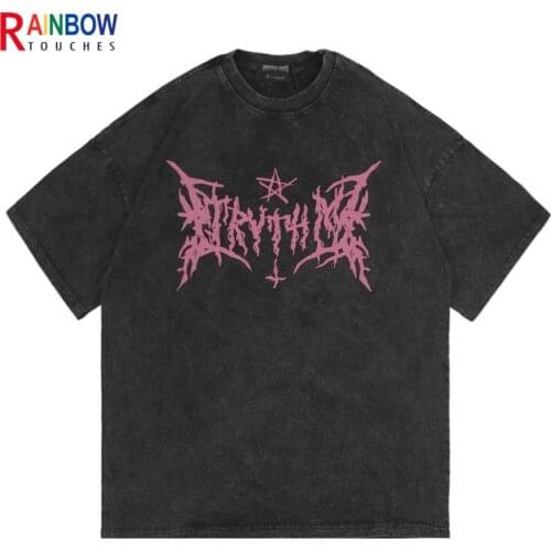 Rainbowtouches 2021 Short-Sleeve T-Shirt Unisex High Street Vintage Graffiti Loose Casual T-shirts Harajuku Punk T Shirts Women