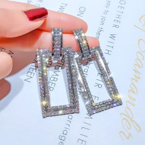 Geometric Earrings Hollow Square Drop Earrings For Women Girl Summer Golden Color Fashion Jewelry
