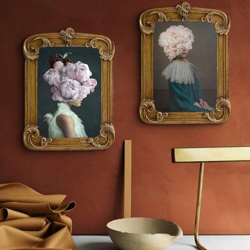 WANGART Abstract Nordic Canvas Painting Flowers Feather Portrait Oil Paintings Wall Pictures For Living Room Home Decor No Frame