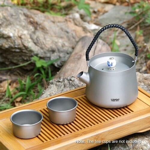 Lixada 240ml Mini Titanium Tea Pot Kettle with Mesh Tea Infuser for Home Outdoor Backpacking Camping
