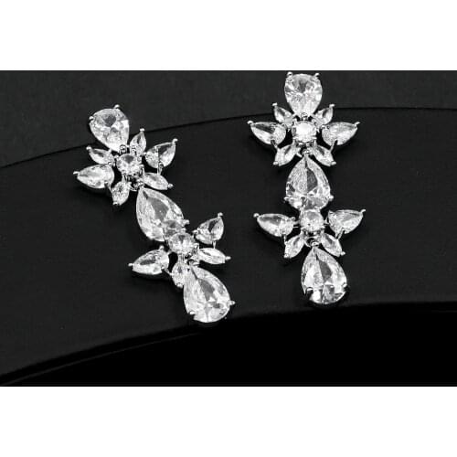 2020 Classic Water Drop CZ Stone Long Earrings Fashion Jewelry Supper shinny Clear Cubic Zircon Dangle Earrings For Women