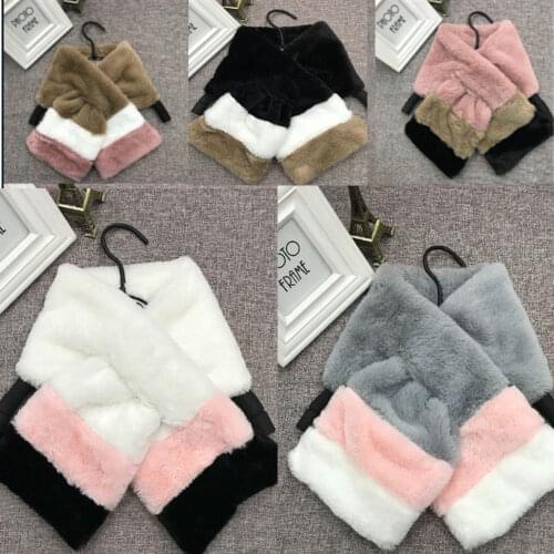 Fashion Woman Kids parent-child Winter Soft Warm Collar Wrap Silk Patchwork Rabbit Fur Thermal Scarves Pashmina Gift