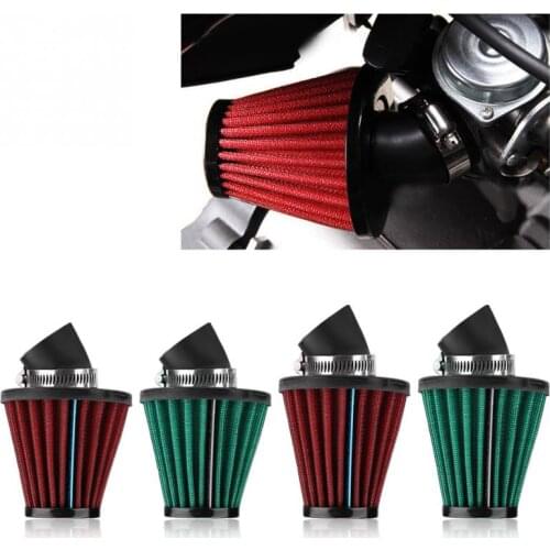 45 Degree Bend Motorcycle Air Intake Filter Cleaner Universal 35mm/48mm Red/Green