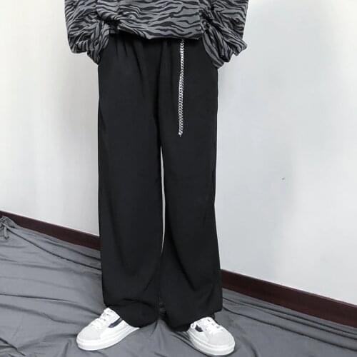 GOOHOJIO 2020 New Vintage Harajuku Pants for Couple All-match High Waist Men Trousers Autumn Fashion Wide Leg Casual Pants Man