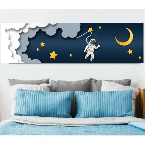 Nursery Wall Art Canvas Painting Nordic Space Planet Astronaut Star Poster And Prints Wall Pictures Baby Kids Room Decorative