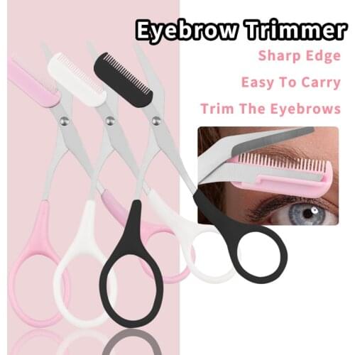 Stainless Steel Eyebrow Trimming Scissors With Comb Removable Washable Shaver Eyelash Hair Clip Epilator Makeup Tool